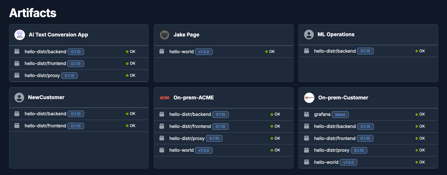 Deployment tracking UI