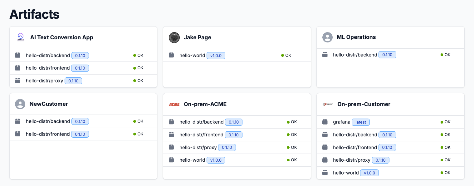 Deployment tracking UI